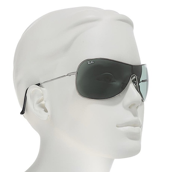 Ray-Ban 125mm Pilot Shield Oversized Sunglasses Gunmetal Gray Unisex - Picture 7 of 10